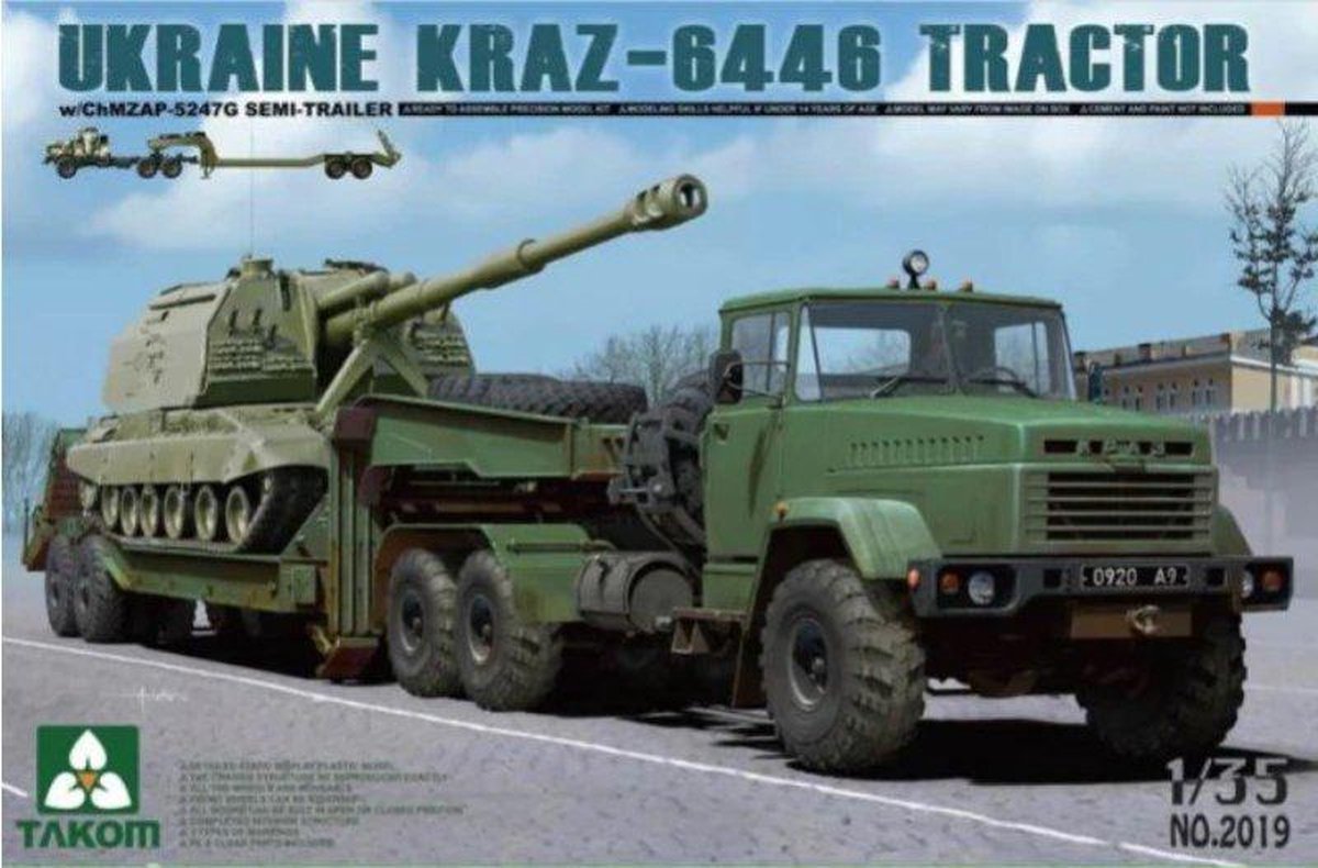 Takom | 2019 | Ukraine KRAZ-6446 tractor with ChMZAP-5247G Semi-Trailer | 1:35